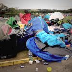 tents aftermath festivals rubbish